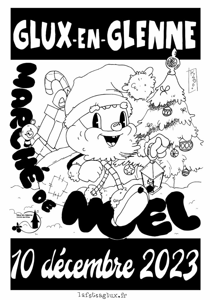 Affiche du marché de Noël de Glux-en-Glenne 2023 à colorier